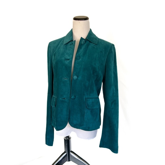 Ann Taylor Turquoise Suede Jacket M - Picture 1 of 13